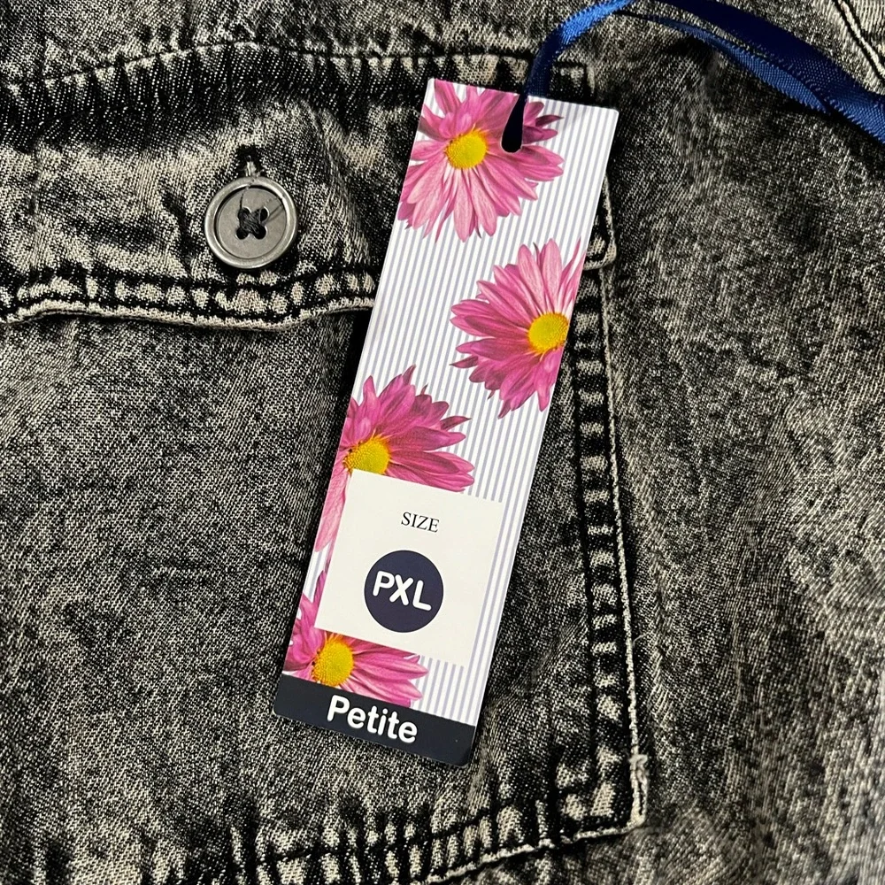 NWT G. Kale Women PXL Faded Black Denim Button-Down Jumpsuit 100% Cotton Pockets
